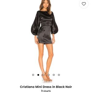 Black formal mini dress.